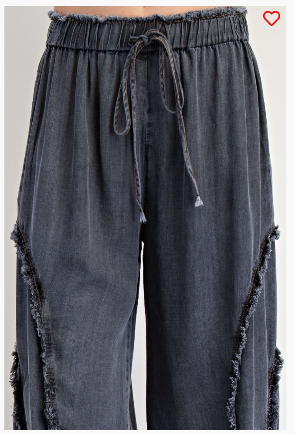 Black Denim Fringe Pants
