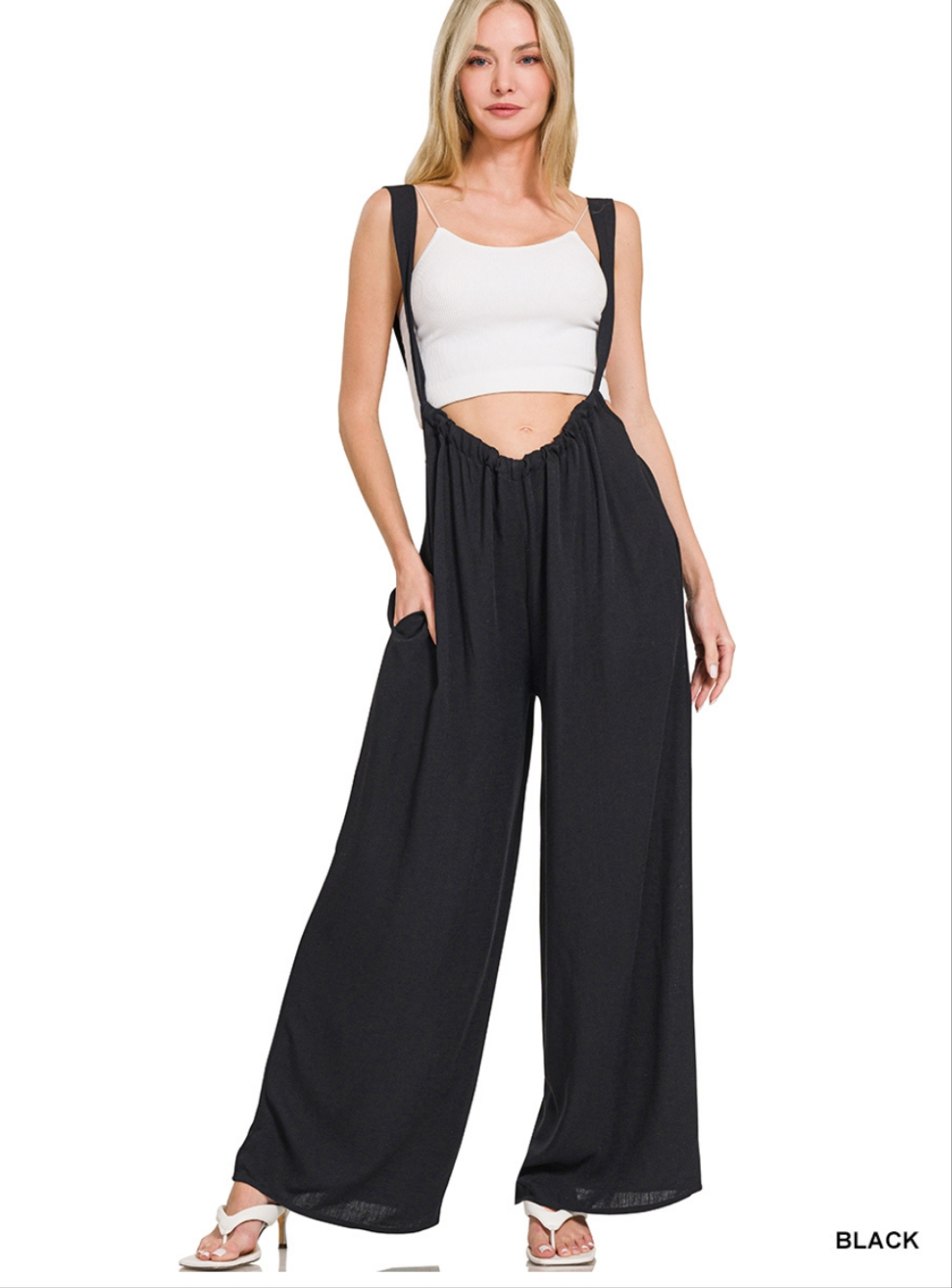 Tie back suspender jumpsuit