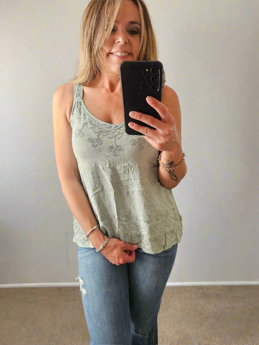Rayon Embroidery Tank