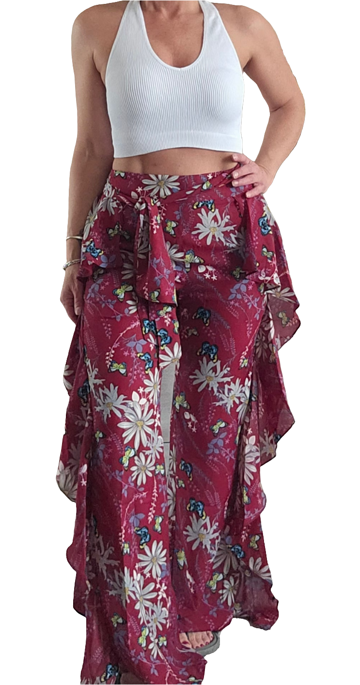 Red Floral Pants