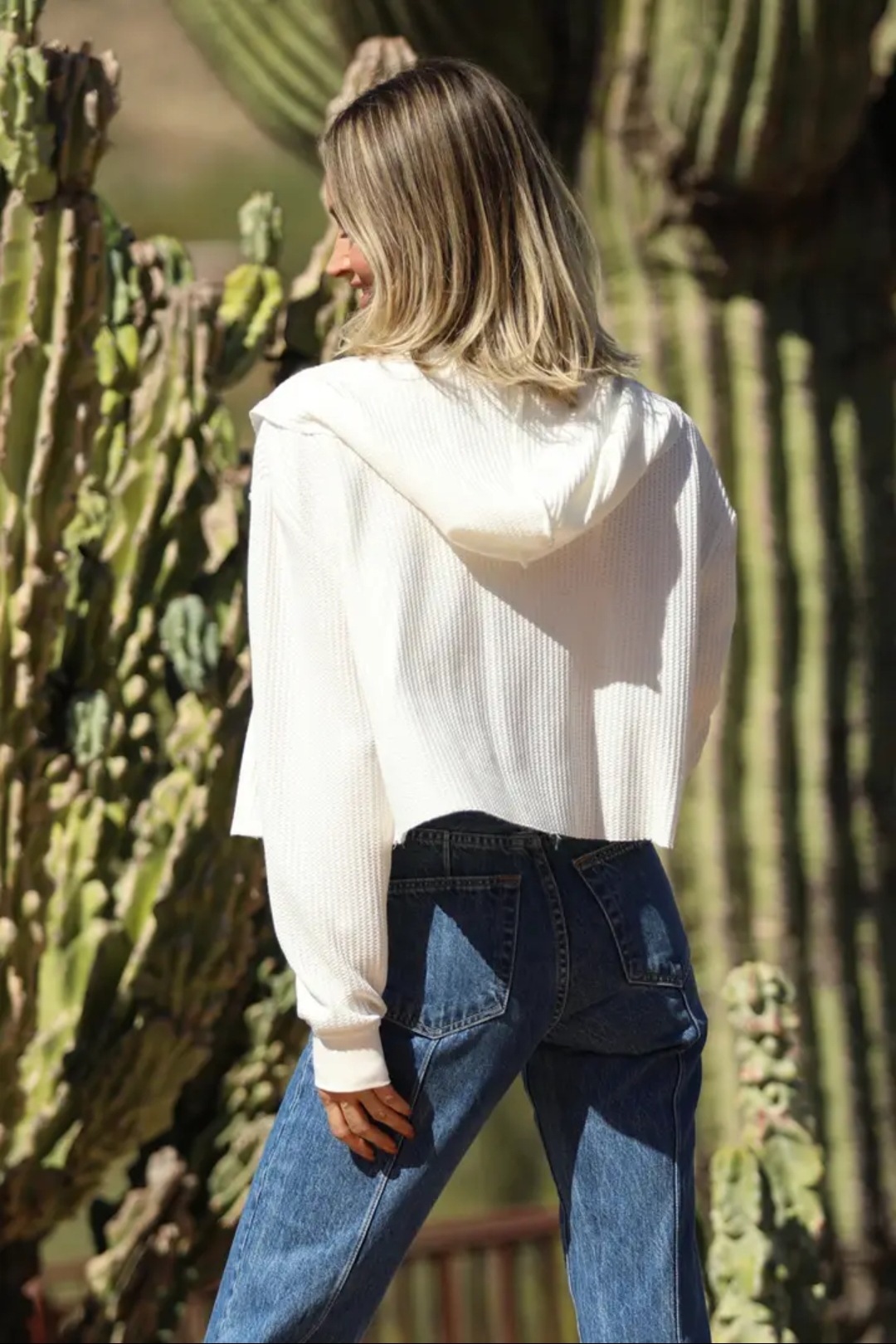 Waffle Knit Zip Jacket