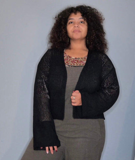 Black Cropped Cardigan